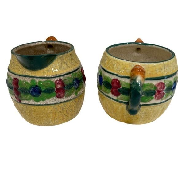 Vintage Made in Japan  Fruit Leaves Creamer and Sugar - Picture 2 of 12